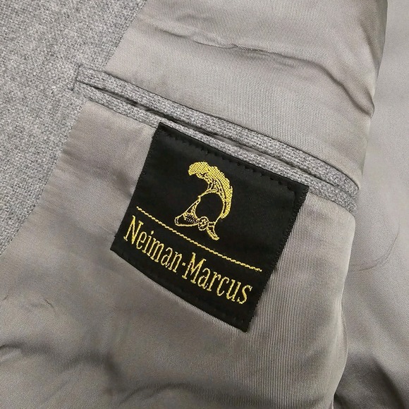 Neiman Marcus Mens Lined Cashmere Two Button Blazer Sport Coat Jacket Light Gray - Picture 12 of 15